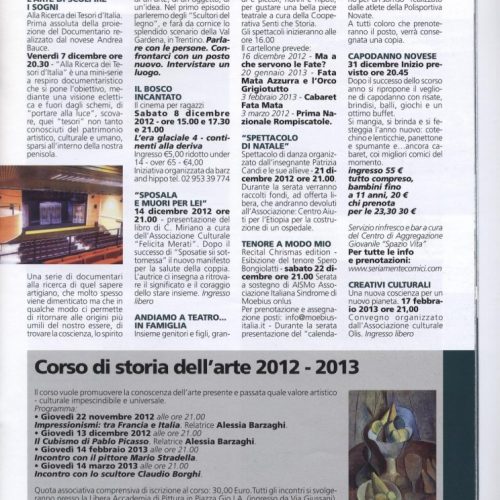 Informatore comunale Nova Milanese 2012 dicembre corso storia dell'arte LAP