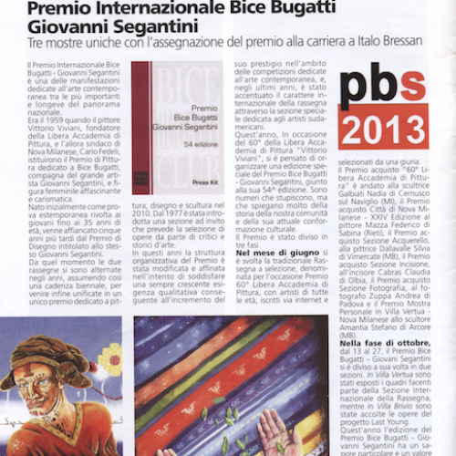 Informatore comunale Nova Milanese 2013 novembre Premio Bice Bugatti Giovanni Segantini